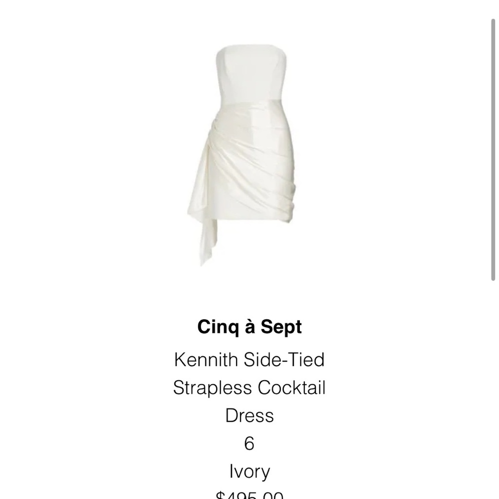 Cinq a Sept Cream Asymmetrical Ruched Strapless Dress